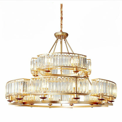 Decorative 6/ 8/ 10/ 12-Light Crystal Ceiling Chandelier Triangular Prism Island Light Fixture Metal Shade for Living Room-Nobipets
