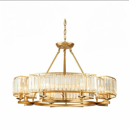 Decorative 6/ 8/ 10/ 12-Light Crystal Ceiling Chandelier Triangular Prism Island Light Fixture Metal Shade for Living Room-Nobipets