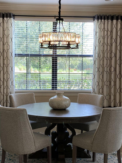 Decorative 6/ 8/ 10/ 12-Light Crystal Ceiling Chandelier Triangular Prism Island Light Fixture Metal Shade for Living Room-Nobipets