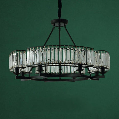 Decorative 6/ 8/ 10/ 12-Light Crystal Ceiling Chandelier Triangular Prism Island Light Fixture Metal Shade for Living Room-Nobipets