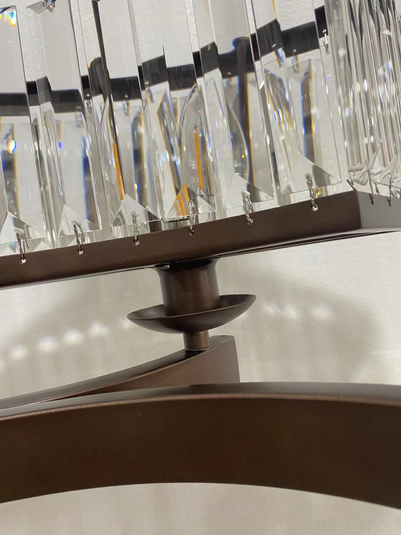 Decorative 6/ 8/ 10/ 12-Light Crystal Ceiling Chandelier Triangular Prism Island Light Fixture Metal Shade for Living Room-Nobipets