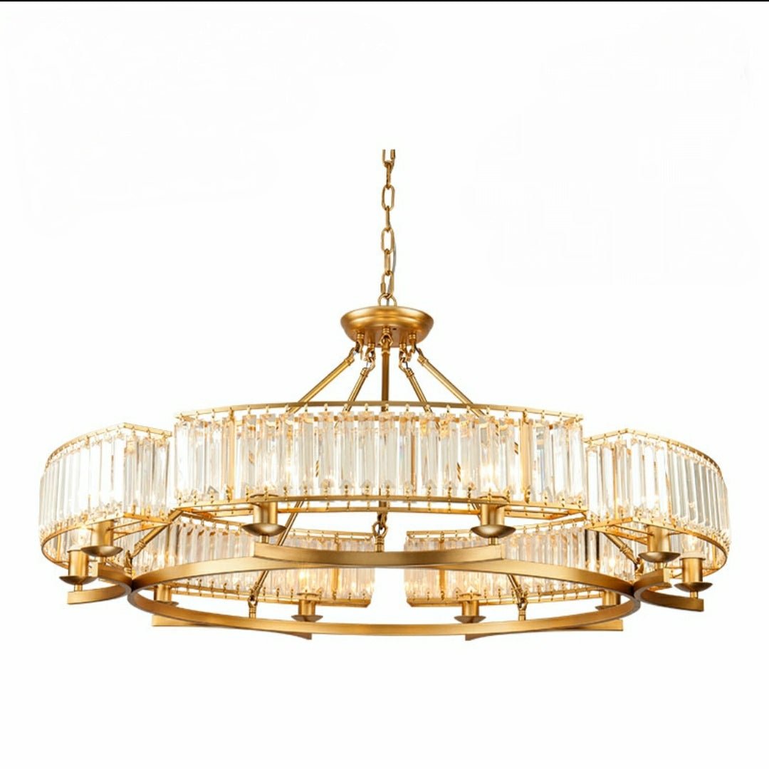 Decorative 6/ 8/ 10/ 12-Light Crystal Ceiling Chandelier Triangular Prism Island Light Fixture Metal Shade for Living Room-Nobipets