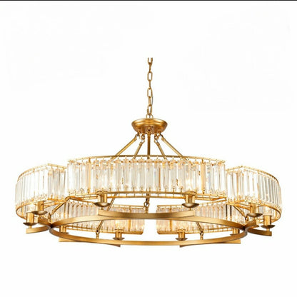 Decorative 6/ 8/ 10/ 12-Light Crystal Ceiling Chandelier Triangular Prism Island Light Fixture Metal Shade for Living Room-Nobipets