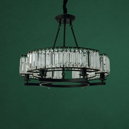 Decorative 6/ 8/ 10/ 12-Light Crystal Ceiling Chandelier Triangular Prism Island Light Fixture Metal Shade for Living Room-Nobipets