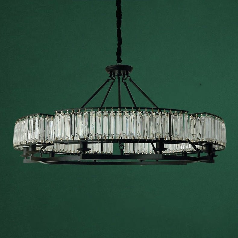 Decorative 6/ 8/ 10/ 12-Light Crystal Ceiling Chandelier Triangular Prism Island Light Fixture Metal Shade for Living Room-Nobipets