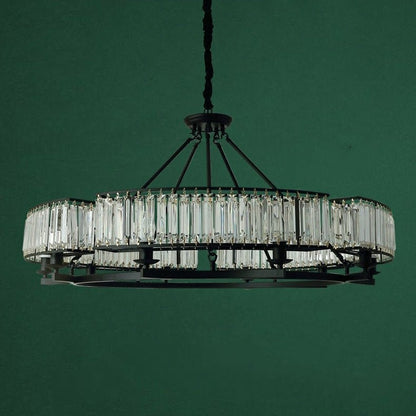 Decorative 6/ 8/ 10/ 12-Light Crystal Ceiling Chandelier Triangular Prism Island Light Fixture Metal Shade for Living Room-Nobipets