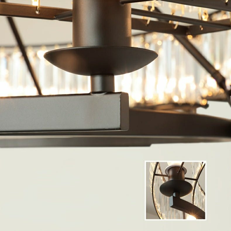 Decorative 6/ 8/ 10/ 12-Light Crystal Ceiling Chandelier Triangular Prism Island Light Fixture Metal Shade for Living Room-Nobipets