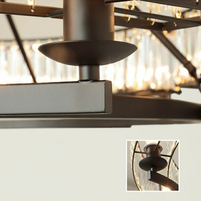 Decorative 6/ 8/ 10/ 12-Light Crystal Ceiling Chandelier Triangular Prism Island Light Fixture Metal Shade for Living Room-Nobipets