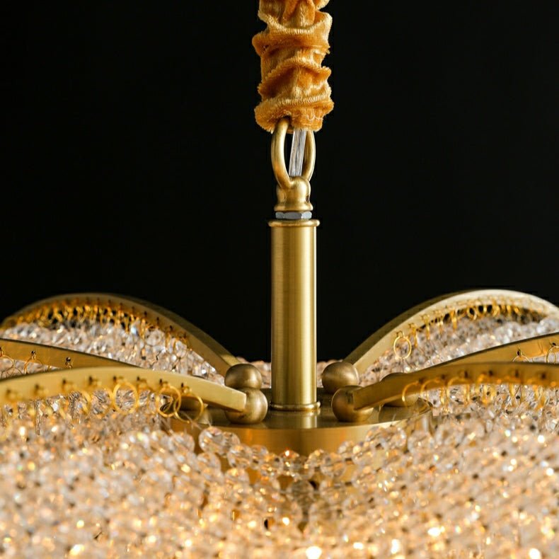 Decorative Beaded Crystal Brass Chandelier Elegant Ceiling Light Fixture For Living Room/ Bedroom-Nobipets