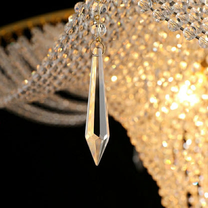 Decorative Beaded Crystal Brass Chandelier Elegant Ceiling Light Fixture For Living Room/ Bedroom-Nobipets