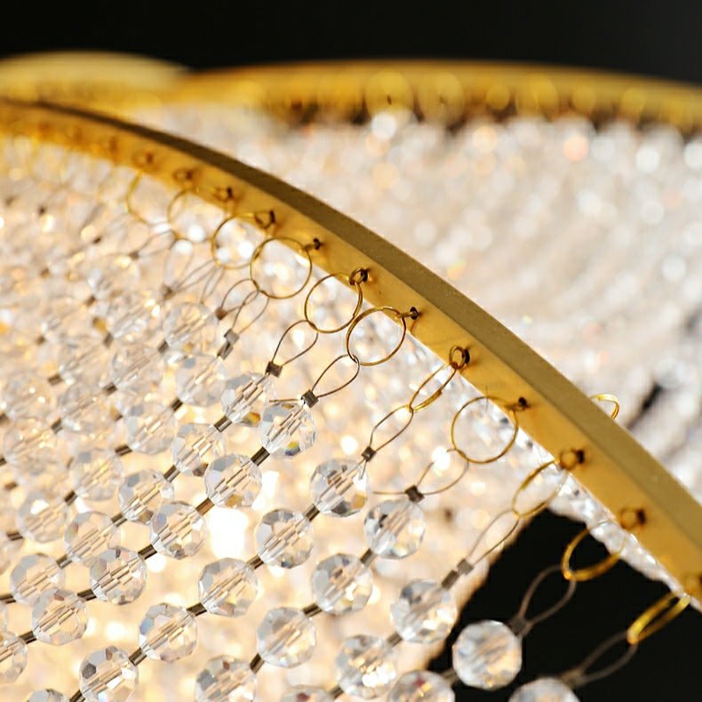 Decorative Beaded Crystal Brass Chandelier Elegant Ceiling Light Fixture For Living Room/ Bedroom-Nobipets