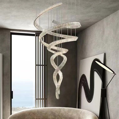 Designer Foyer Living Room Ceiling Light Fixture Stylish Spiral Crystal Chandelier For Hotel Entrance-Nobipets