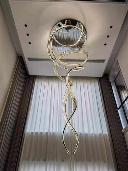 Designer Foyer Living Room Ceiling Light Fixture Stylish Spiral Crystal Chandelier For Hotel Entrance-Nobipets
