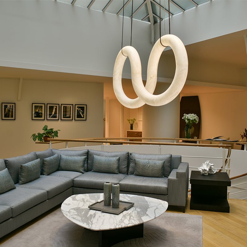 Designer Inspired Alabaster Chandelier Light For Living Room-Nobipets