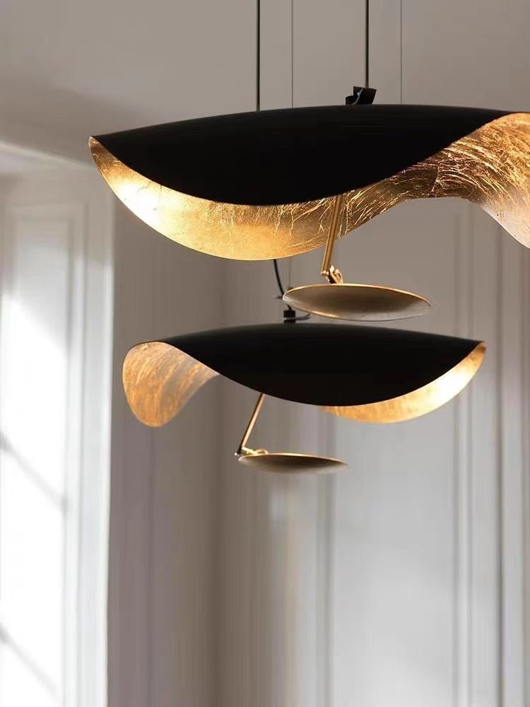 Designer Model Modern Art Hat Shape Gold Leaf Pendant Chandelier for Living/Dining Room-Nobipets