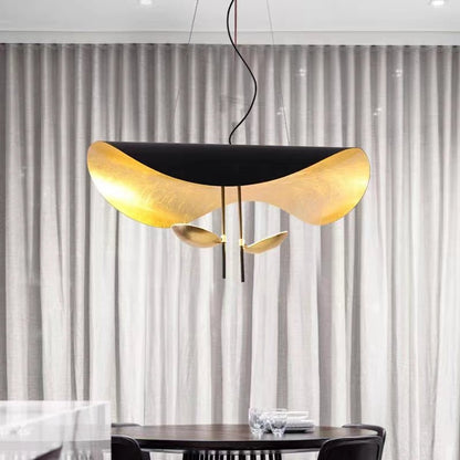 Designer Model Modern Art Hat Shape Gold Leaf Pendant Chandelier for Living/Dining Room-Nobipets