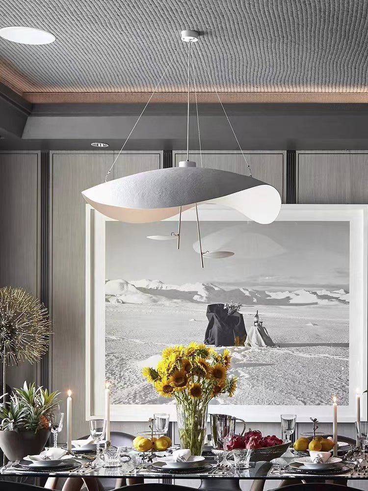 Designer Model Modern Art Hat Shape Gold Leaf Pendant Chandelier for Living/Dining Room-Nobipets