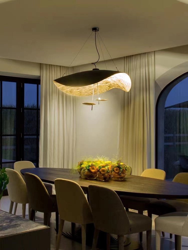 Designer Model Modern Art Hat Shape Gold Leaf Pendant Chandelier for Living/Dining Room-Nobipets