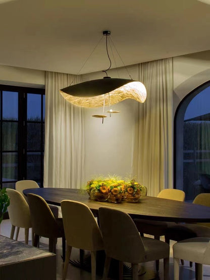 Designer Model Modern Art Hat Shape Gold Leaf Pendant Chandelier for Living/Dining Room-Nobipets