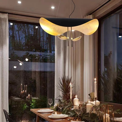 Designer Model Modern Art Hat Shape Gold Leaf Pendant Chandelier for Living/Dining Room-Nobipets