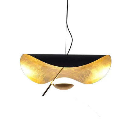 Designer Model Modern Art Hat Shape Gold Leaf Pendant Chandelier for Living/Dining Room-Nobipets