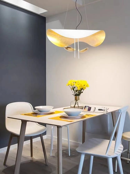 Designer Model Modern Art Hat Shape Gold Leaf Pendant Chandelier for Living/Dining Room-Nobipets