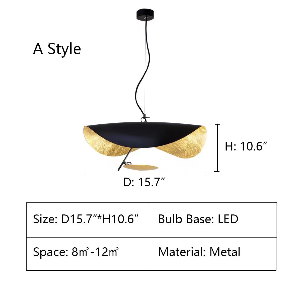 Designer Model Modern Art Hat Shape Gold Leaf Pendant Chandelier for Living/Dining Room-Nobipets