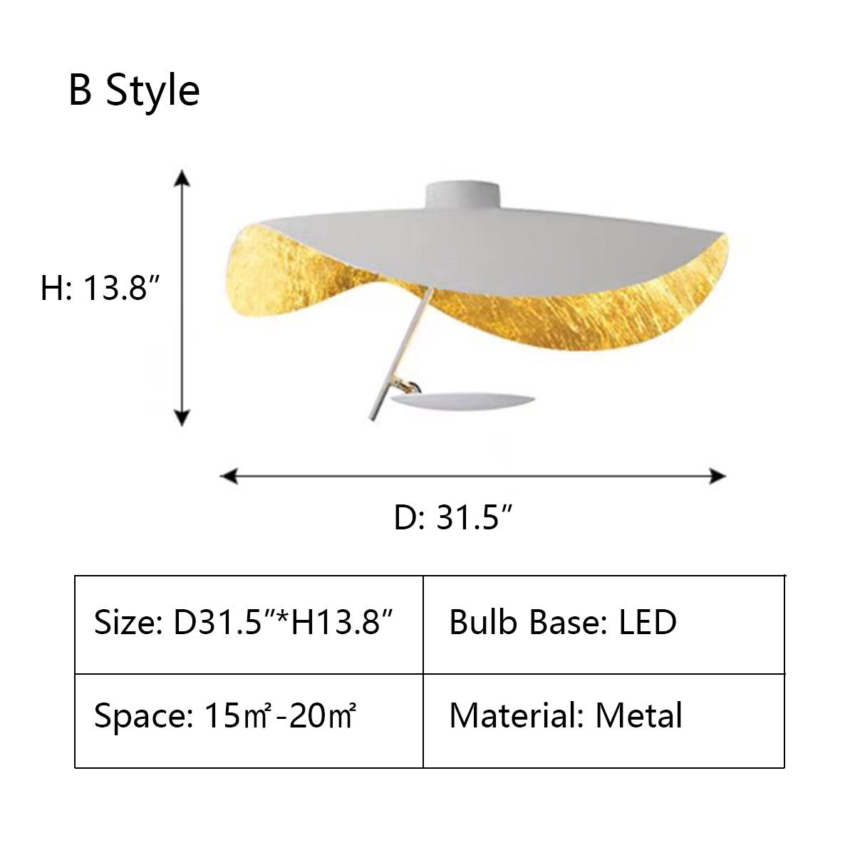 Designer Model Modern Art Hat Shape Gold Leaf Pendant Chandelier for Living/Dining Room-Nobipets