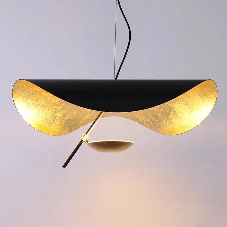 Designer Model Modern Art Hat Shape Gold Leaf Pendant Chandelier for Living/Dining Room-Nobipets