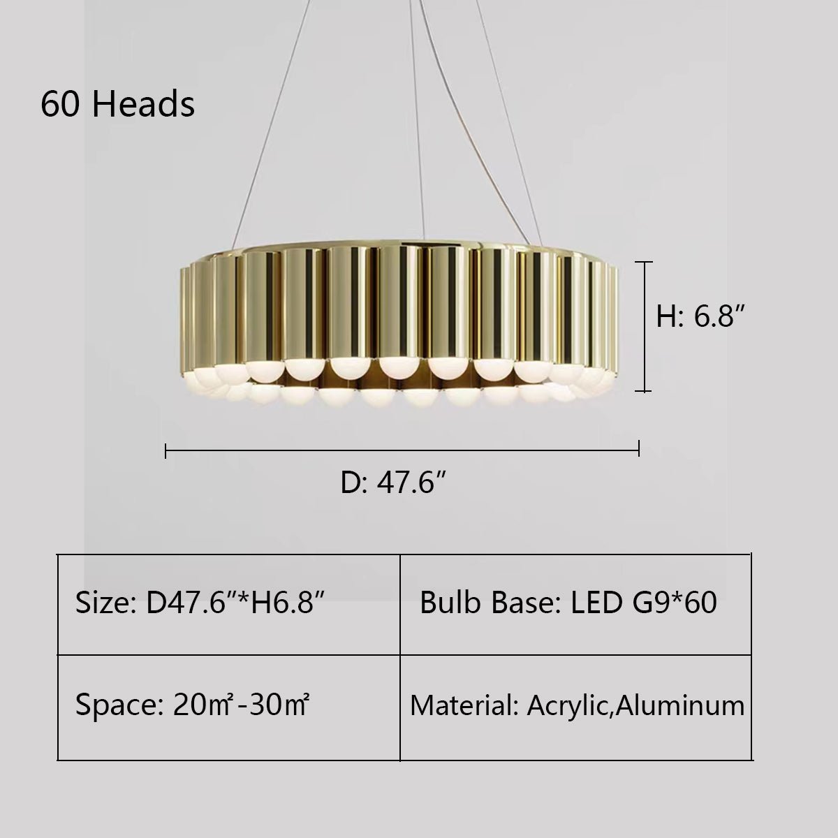 Designer Model Oversized Multi-head Round Chandelier for Living/Dining Room/Bedroom-Nobipets
