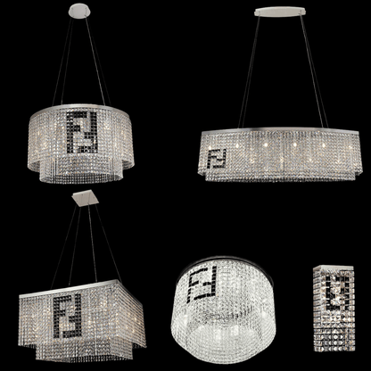 Designer Style Crystal Chandelier Elegant Round Ceiling Lighting Fixture for Living/ Dining Room-Nobipets