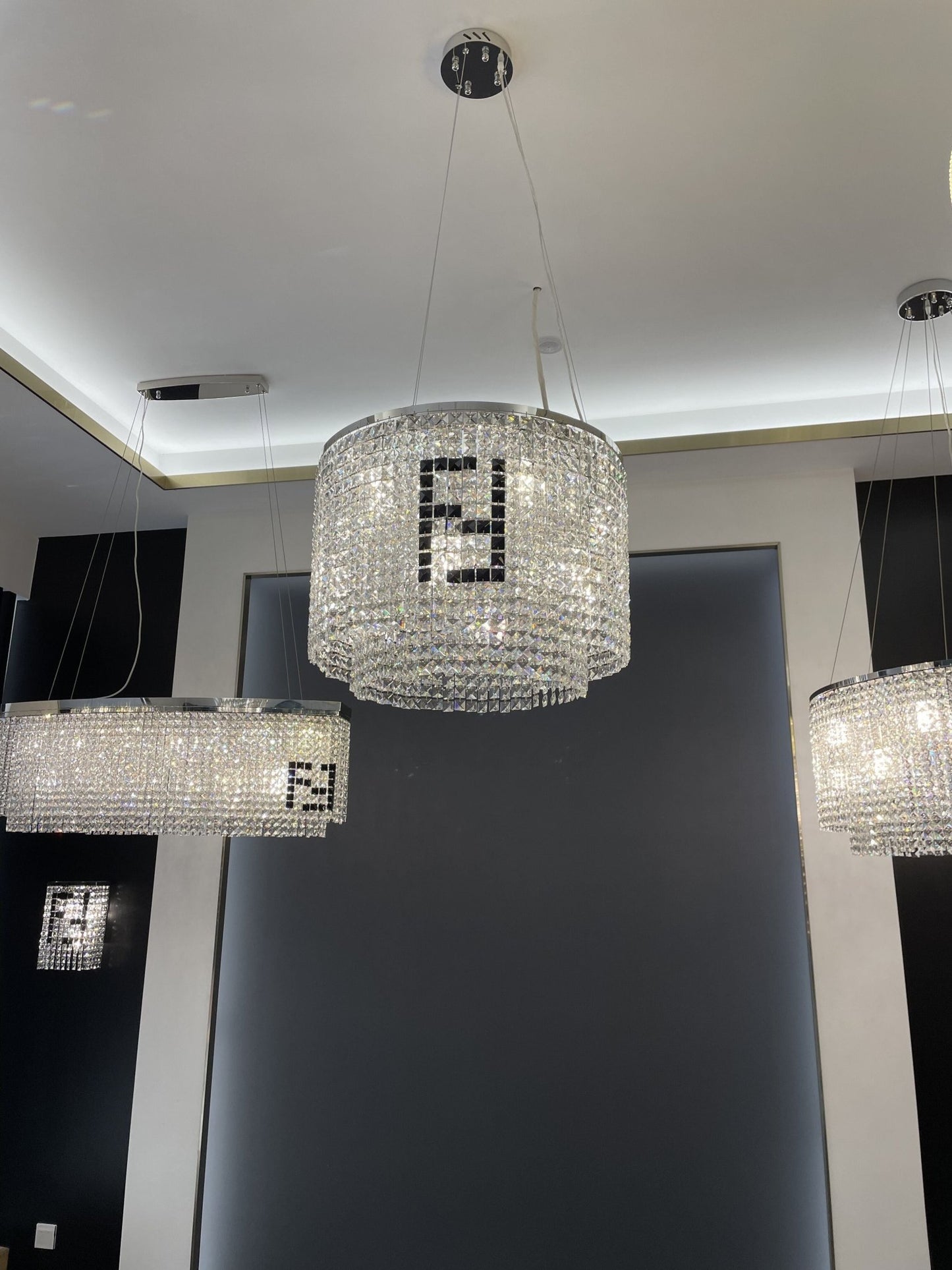 Designer Style Crystal Chandelier Elegant Round Ceiling Lighting Fixture for Living/ Dining Room-Nobipets