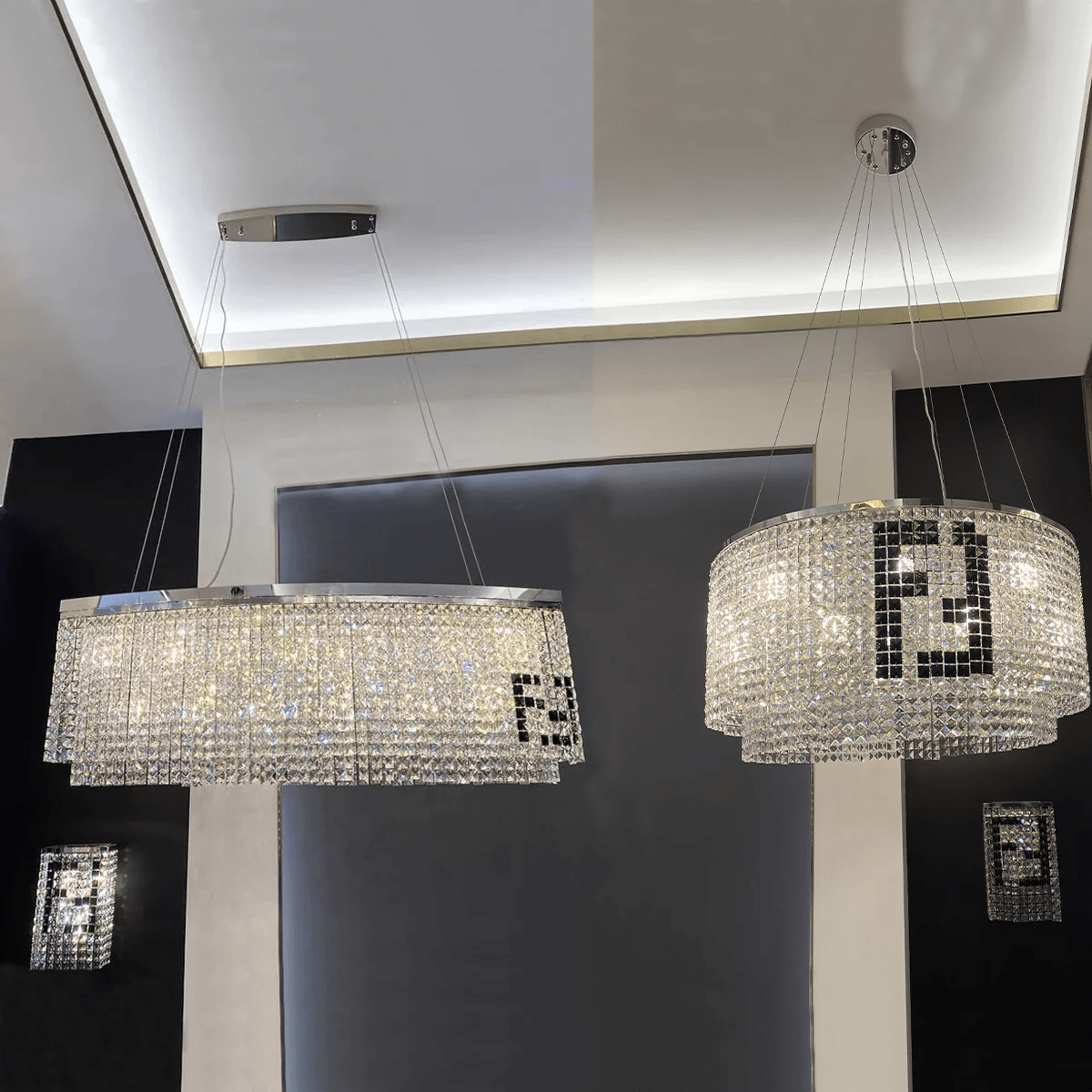 Designer Style Crystal Chandelier Elegant Round Ceiling Lighting Fixture for Living/ Dining Room-Nobipets