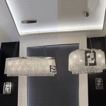 Designer Style Crystal Chandelier Elegant Round Ceiling Lighting Fixture for Living/ Dining Room-Nobipets