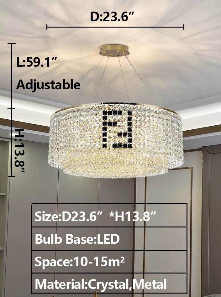 Designer Style Crystal Chandelier Elegant Round Ceiling Lighting Fixture for Living/ Dining Room-Nobipets