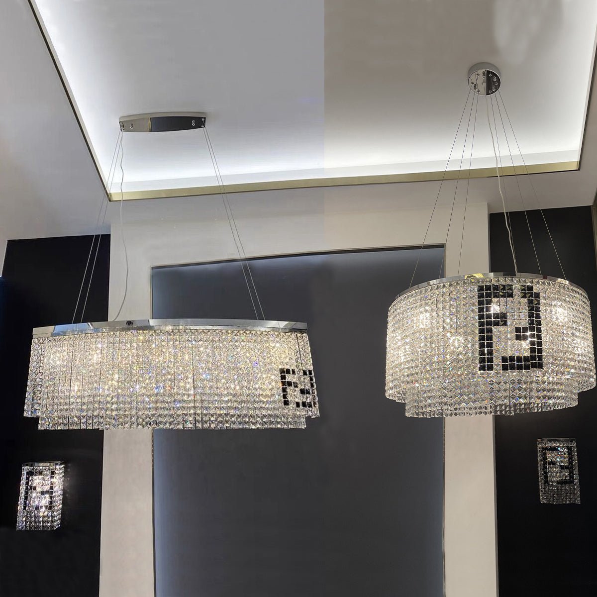 Designer Style Crystal Chandelier Elegant Round Ceiling Lighting Fixture for Living/ Dining Room-Nobipets