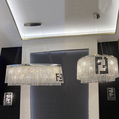 Designer Style Crystal Chandelier Elegant Round Ceiling Lighting Fixture for Living/ Dining Room-Nobipets
