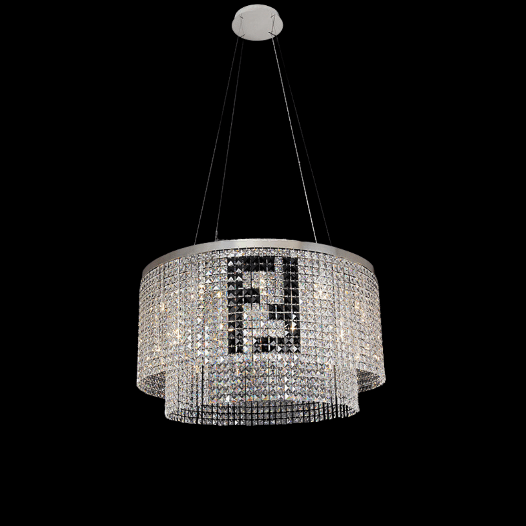 Designer Style Crystal Chandelier Elegant Round Ceiling Lighting Fixture for Living/ Dining Room-Nobipets