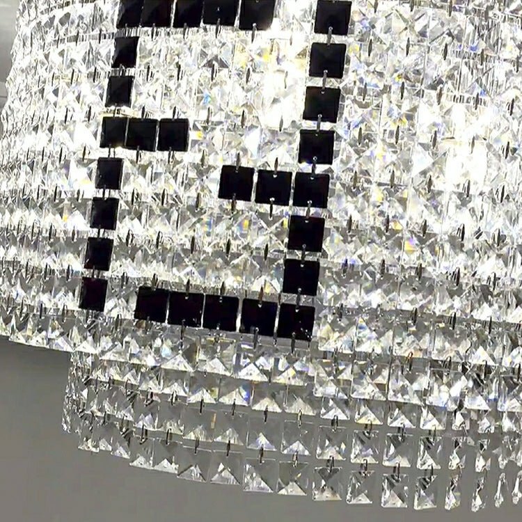 Designer Style Crystal Chandelier Elegant Round Ceiling Lighting Fixture for Living/ Dining Room-Nobipets