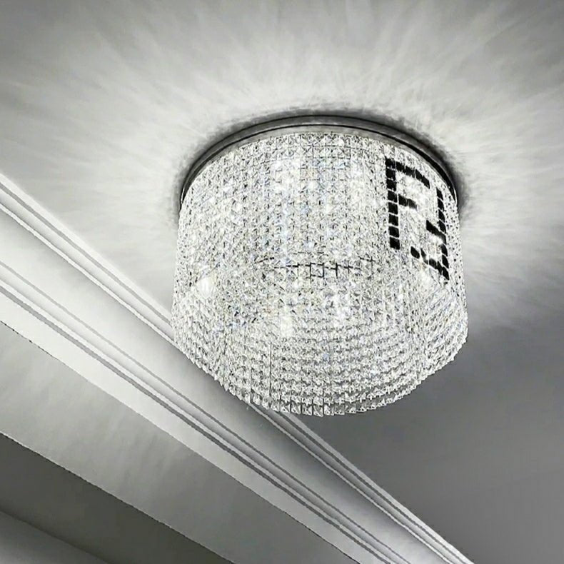 Designer Style Crystal Chandelier Elegant Round Ceiling Lighting Fixture for Living/ Dining Room-Nobipets