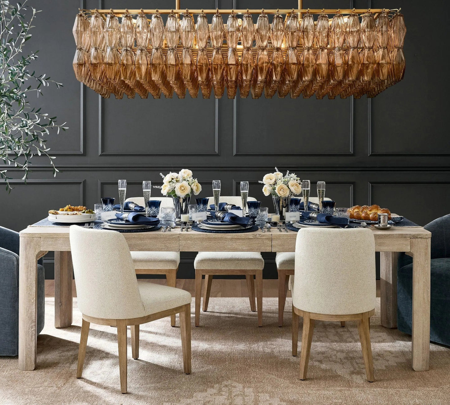 Dhiara Smoke Glass Rectangular Chandelier