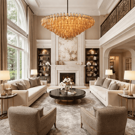 Dhiara Smoke Glass Tiered Round Chandelier