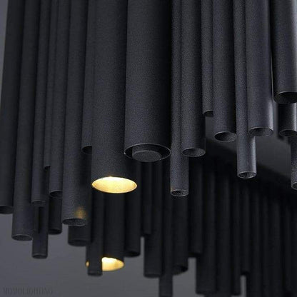 Dore Black Tubular Rectangle Chandelier 32" 40"-Nobipets