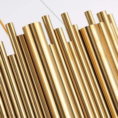 Dore Brass Tubular Rectangle Chandelier 32" 39"-Nobipets