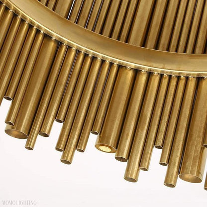 Dore Brass Tubular Rectangle Chandelier 32" 39"-Nobipets