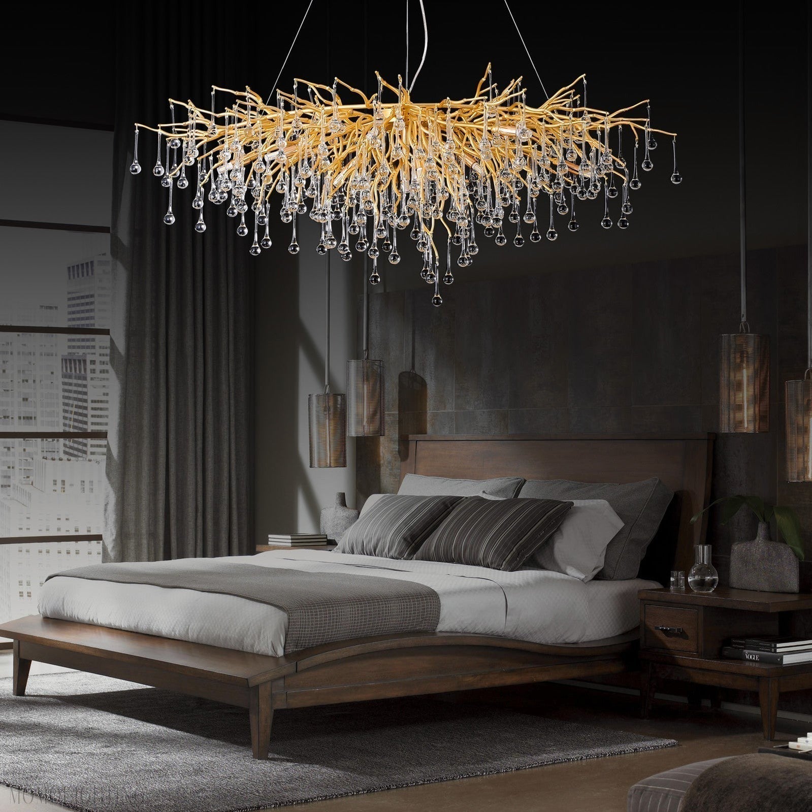 Doris Crystal Rectangular Branch Chandelier L45"-Nobipets