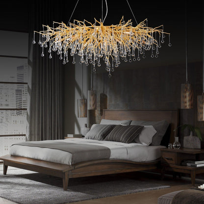 Doris Crystal Rectangular Branch Chandelier L45"-Nobipets