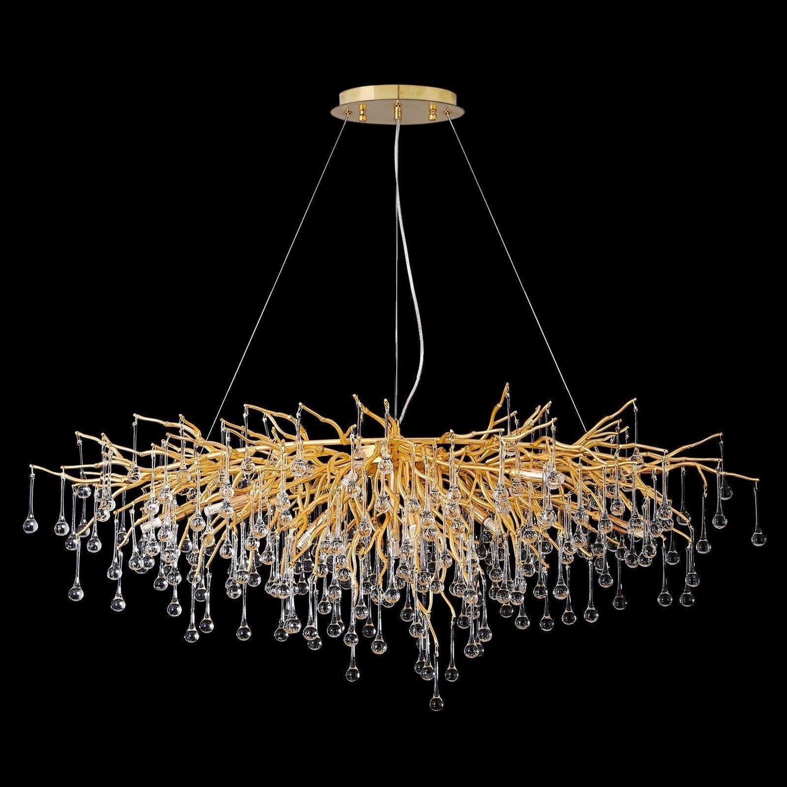 Doris Crystal Rectangular Branch Chandelier L45"-Nobipets