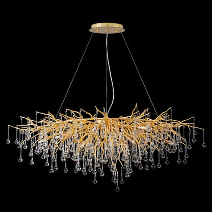 Doris Crystal Rectangular Branch Chandelier L45"-Nobipets