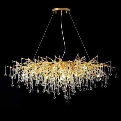Doris Crystal Rectangular Branch Chandelier L45"-Nobipets